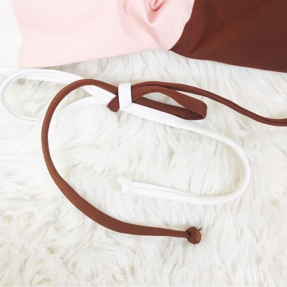 L*PSACE Sea Glass Color Block String Bikini Top Purple Brown Ivory Size XL‎ New - Picture 6 of 8